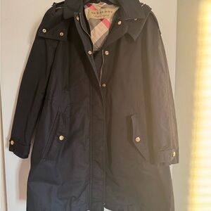 Burberry Black Raincoat with Gold Accents